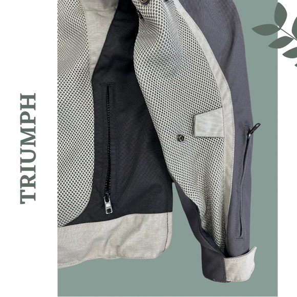 Triumph Gray and Black Men's Motorcyle Jacket CE Protectors size Large - Picture 5 of 16